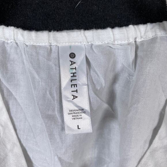 Athleta Womens Shirt White Breezy Tank Top Sleeveless VNeck 100% Cotton Large - Picture 6 of 12